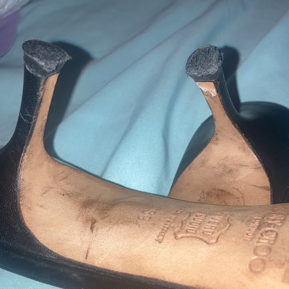 Jimmy Choo Black Leather Heeled Sandal Slides - Picture 6 of 6